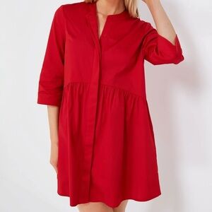 Tuckernuck Red Royal Shirt Dress womens size medium mini casual